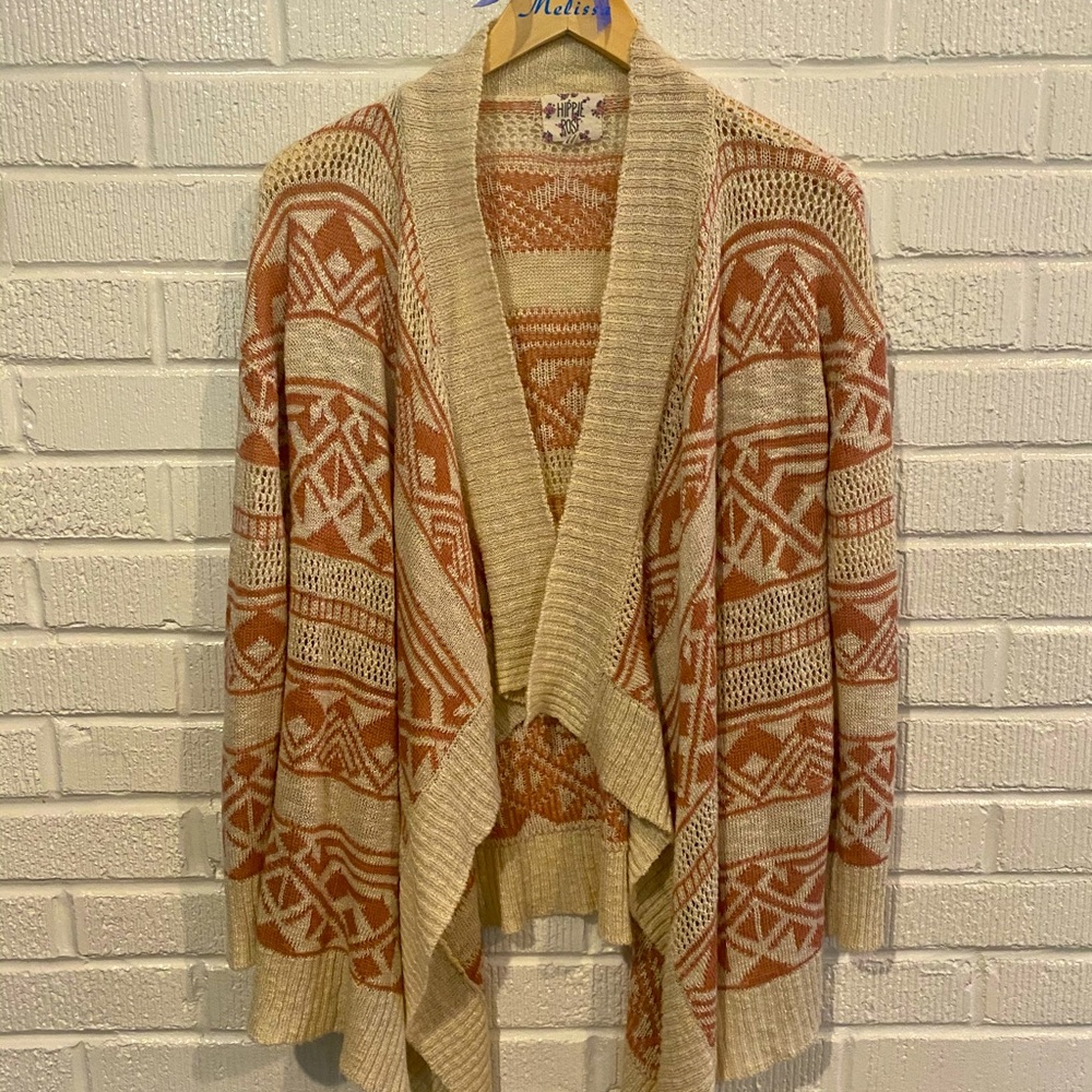 Hippie Rose brand patterned duster sweater - size small